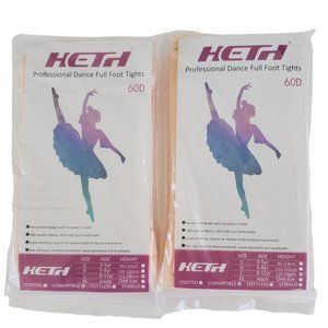 Heth Professional Ballet Dance Full Foot Tights Pink 60D Large 8-12 yr Pair of 2